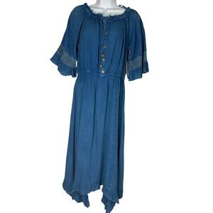 Mlle Gabrielle light denim Jean dress 3/4 sleeves w/flared cuffs. Sz S NWT